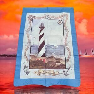 Evergreen Cape Hatteras Lighthouse House Flag 28x42 Nautical NC Beach Decor VTG